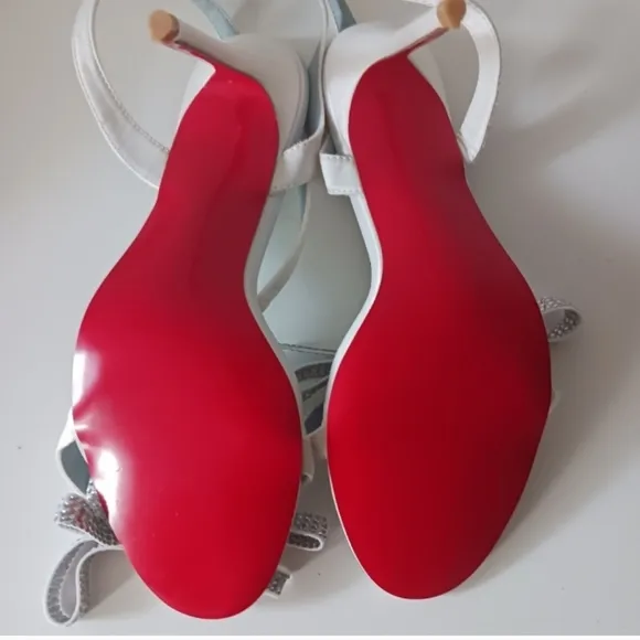 New Fashion design like LABOUTIN Elegant White and Silver  Heels size 39
