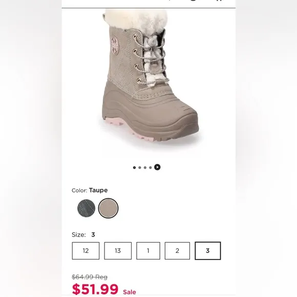 NEW girls totes waterproof snow boots
