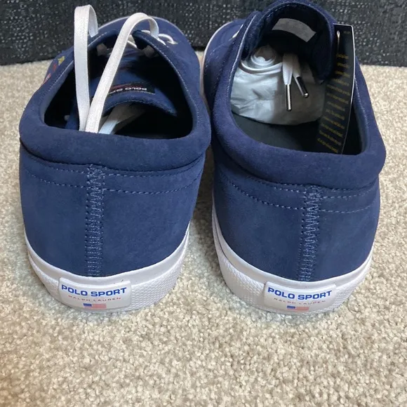 NEW IN BOX Ralph Lauren Polo Sport Skate Sneakers 15D Blue Suede