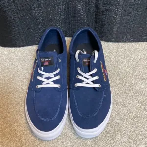 NEW IN BOX Ralph Lauren Polo Sport Skate Sneakers 15D Blue Suede