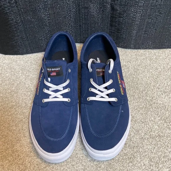 NEW IN BOX Ralph Lauren Polo Sport Skate Sneakers 15D Blue Suede
