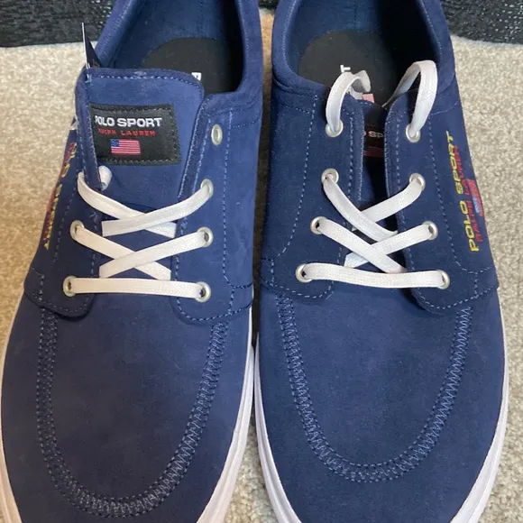 NEW IN BOX Ralph Lauren Polo Sport Skate Sneakers 15D Blue Suede