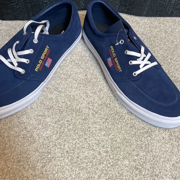 NEW IN BOX Ralph Lauren Polo Sport Skate Sneakers 15D Blue Suede