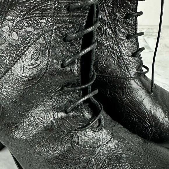 New I.N.K. Tooled leather boots booties size EU 37 Italy
