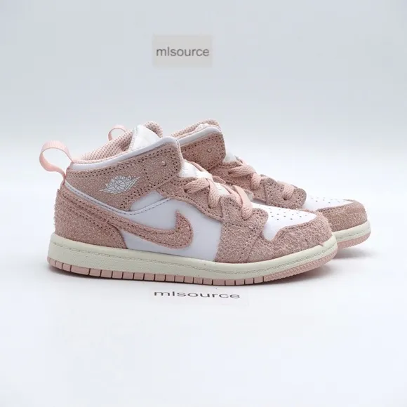 NEW Jordan 1 Mid SE Suede Sneakers FN7537-161 White/Legend Pink