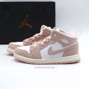 NEW Jordan 1 Mid SE Suede Sneakers FN7537-161 White/Legend Pink