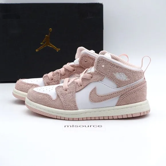 NEW Jordan 1 Mid SE Suede Sneakers FN7537-161 White/Legend Pink