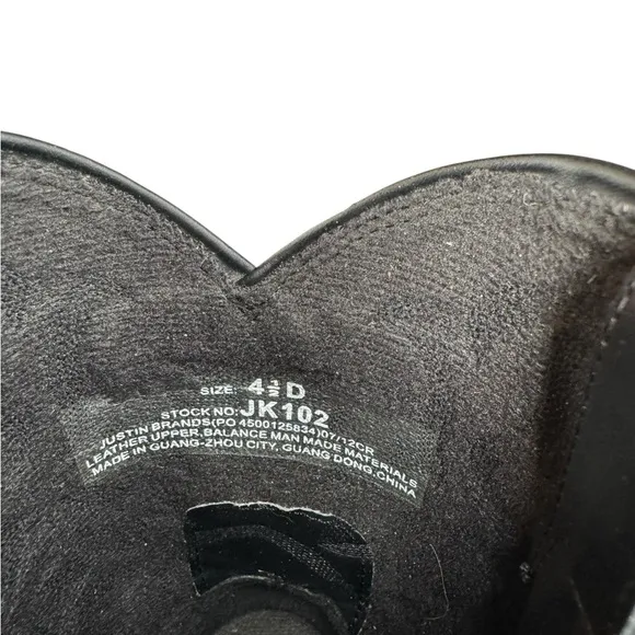 New Justin Kids Classic Round Toe Boots Black Size 4.5 Western Leather