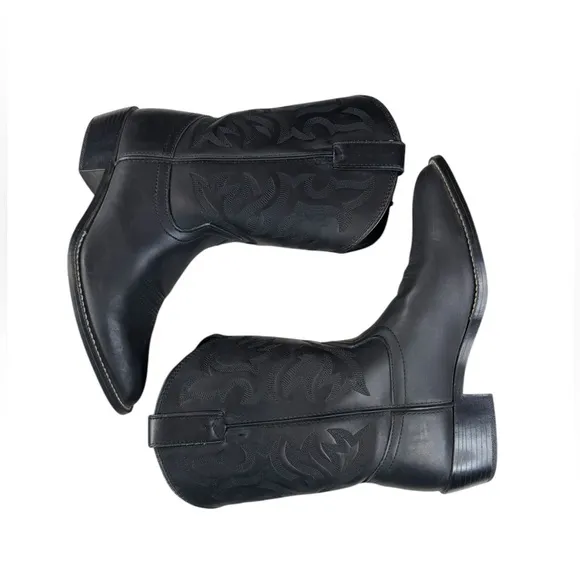 New Justin Kids Classic Round Toe Boots Black Size 4.5 Western Leather