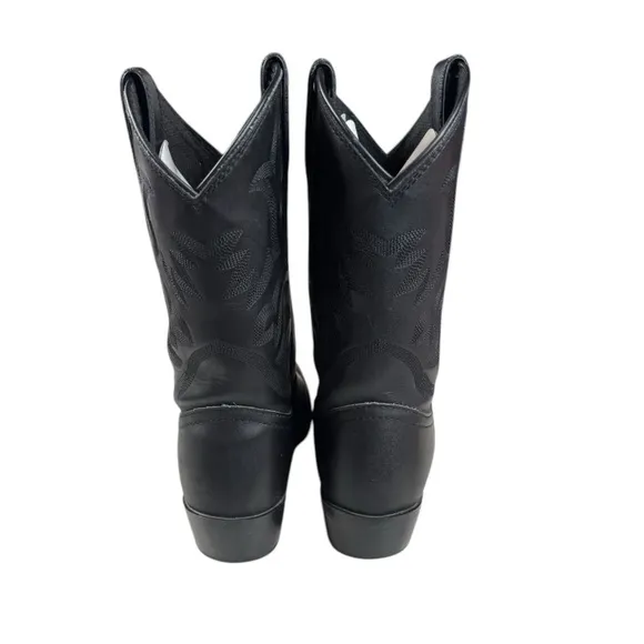 New Justin Kids Classic Round Toe Boots Black Size 4.5 Western Leather