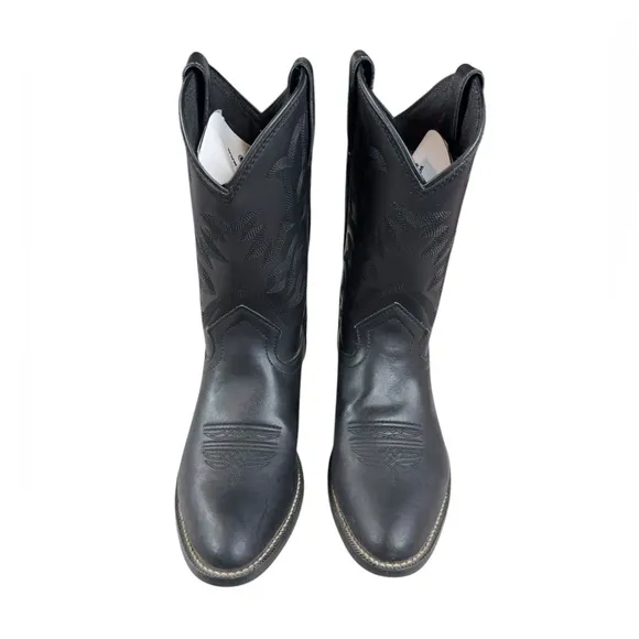 New Justin Kids Classic Round Toe Boots Black Size 4.5 Western Leather