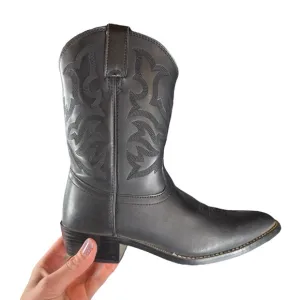 New Justin Kids Classic Round Toe Boots Black Size 4.5 Western Leather