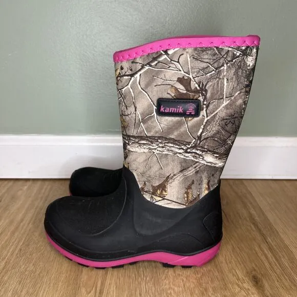 *NEW* KAMIK Girls Sz 1 Boots Bluster 2 Kids Youth Pink Camo Waterproof Insulated