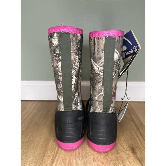 *NEW* KAMIK Girls Sz 1 Boots Bluster 2 Kids Youth Pink Camo Waterproof Insulated