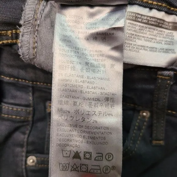 NEW Levi's 724 Size 26 Black High-Rise Straight-Leg Ankle Jeans Distressed Hems