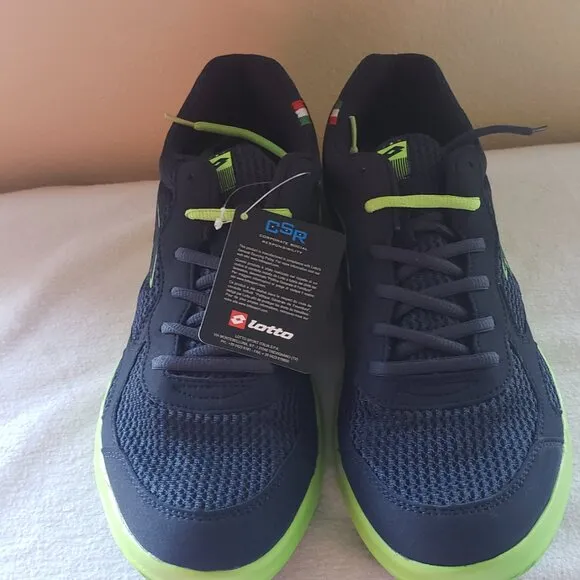 New Lotto Navy Neon Green Sneakers. Men 11,5