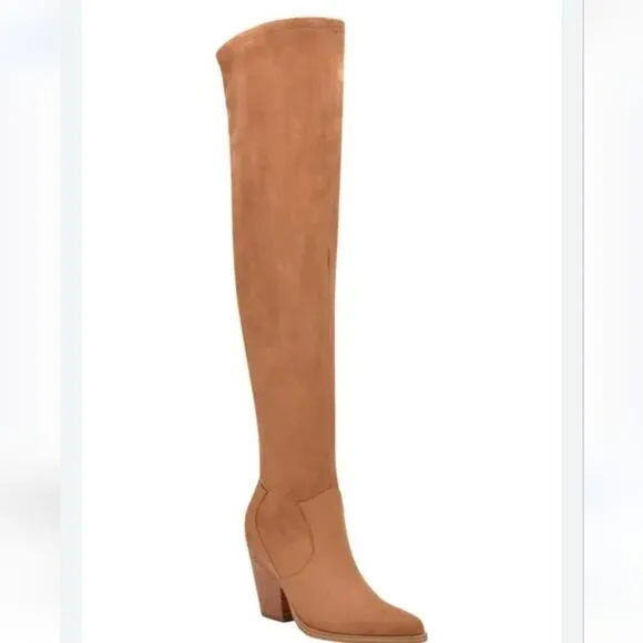 New Marc Fisher LTD soft high brown  suede like coastal cowgirl Heeled boots 6.5