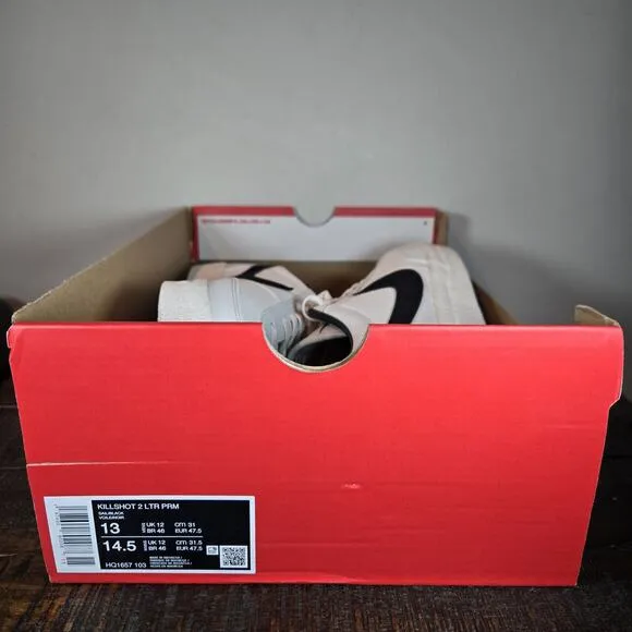 NEW Nike Killshot 2 LTR PRM Mens Size 13 Shoes Leather White/Black HQ1657 103