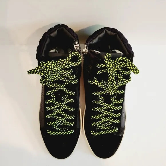 New P448 Mid Top Black Leather Suede Sneakers, Size 7,5