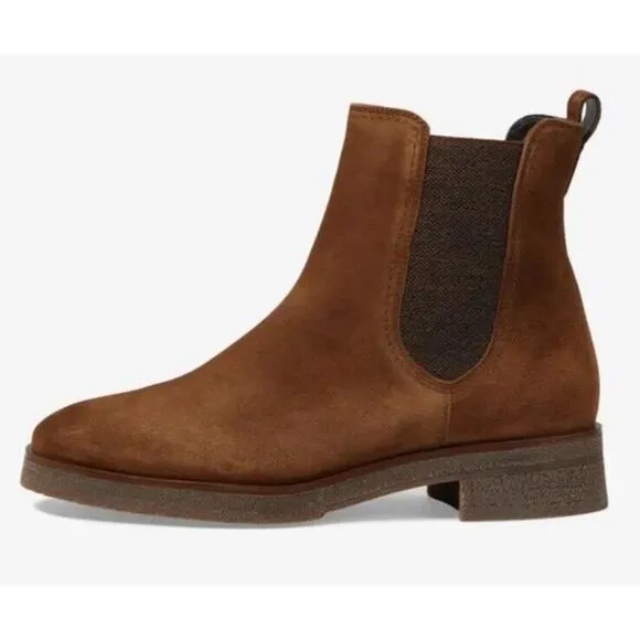 NEW Paul Green Sunny Chelsea Boots •US 7.5• Ankle Toffee Soft Suede Brown $585