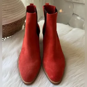 NEW Poppy Barley Suede Burnt Orange Chelsea Boots Size 8 39