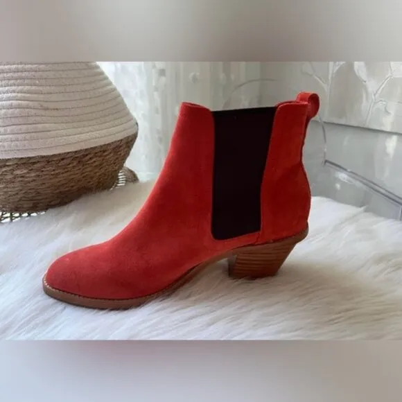 NEW Poppy Barley Suede Burnt Orange Chelsea Boots Size 8 39