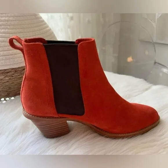 NEW Poppy Barley Suede Burnt Orange Chelsea Boots Size 8 39