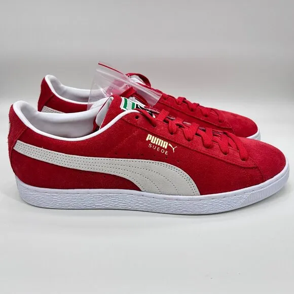 NEW Puma Suede Classic Low Sneakers Men's Size 13 Red White Breakdance 374915-02