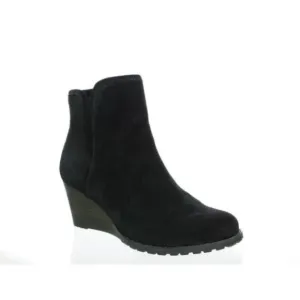 NEW Rockport Hollis V Cut Booties Suede Leather Ankle Boots Black 9 Wide