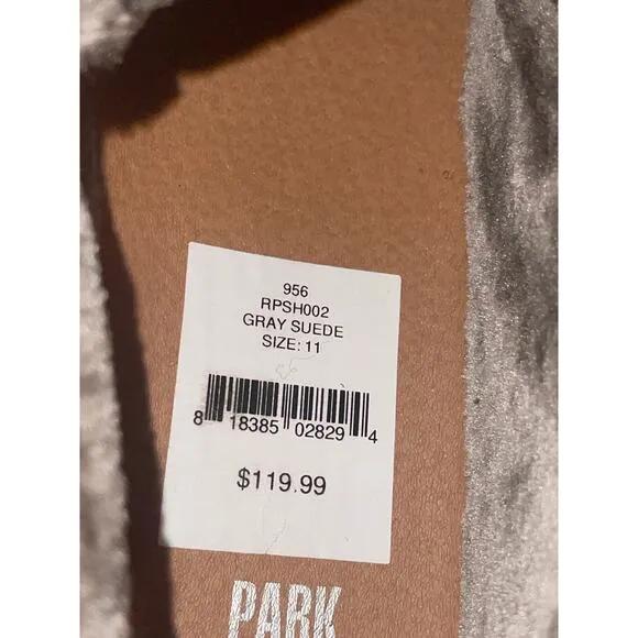 New RUSSELL PARK Oliver Faux Fur-Trim Suede Sneakers in Grey size 11