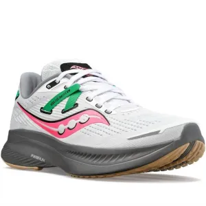 NEW SAUCONY women guide 16 running shoes in white/gravel