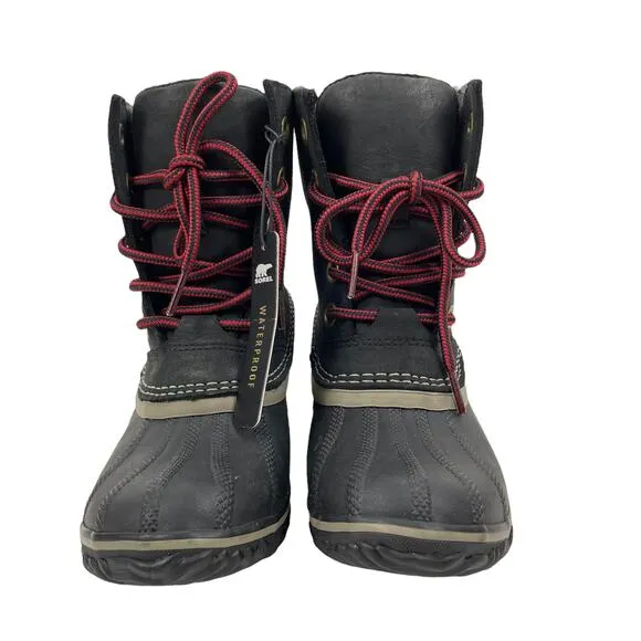 NEW Sorel Slimpack II Waterproof Leather Ankle Boots Black Size 6