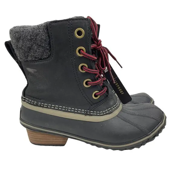 NEW Sorel Slimpack II Waterproof Leather Ankle Boots Black Size 6