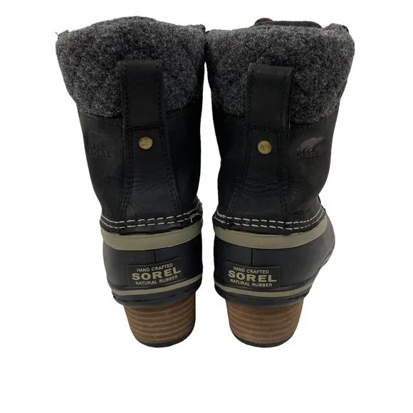 NEW Sorel Slimpack II Waterproof Leather Ankle Boots Black Size 6
