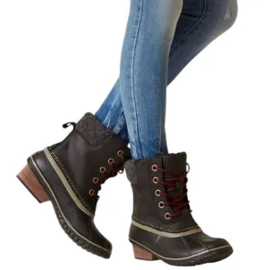 NEW Sorel Slimpack II Waterproof Leather Ankle Boots Black Size 6