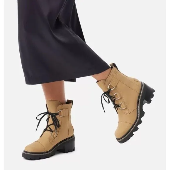 New Sorel WOMEN JOAN NOW LACE BOOTS WATERPROOF LEATHER 8 Tan