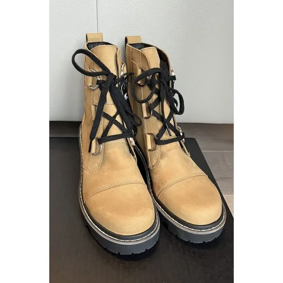 New Sorel WOMEN JOAN NOW LACE BOOTS WATERPROOF LEATHER 8 Tan