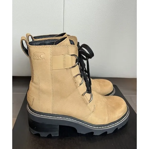New Sorel WOMEN JOAN NOW LACE BOOTS WATERPROOF LEATHER 8 Tan