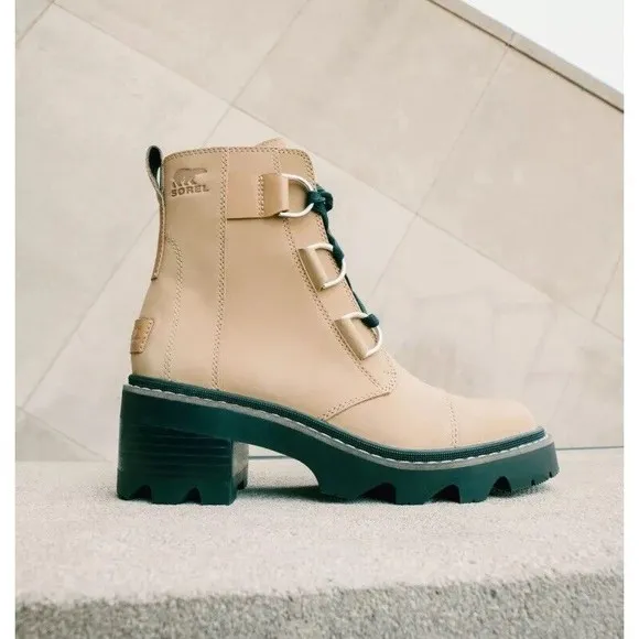 New Sorel WOMEN JOAN NOW LACE BOOTS WATERPROOF LEATHER 8 Tan