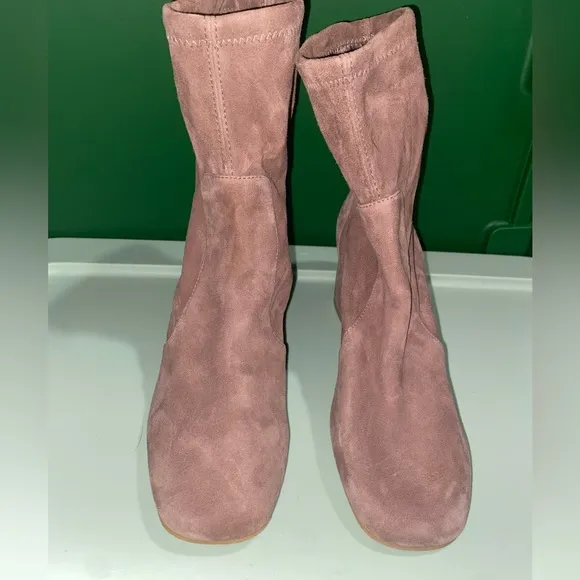 New Stuart Weitzman Women’s Yuliana‎ 60MM Block Heel Suede Ankle Boots