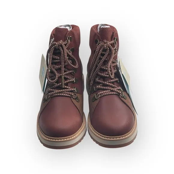 new Toms ☀︎︎ Mesa Waterproof Leather Bootie ☀︎︎ Hiking Boot ☀︎︎ Penny Brown ☀︎