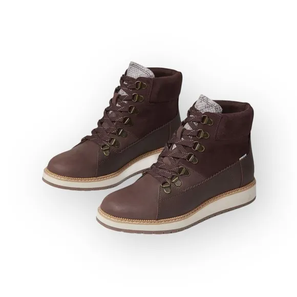 new Toms ☀︎︎ Mesa Waterproof Leather Bootie ☀︎︎ Hiking Boot ☀︎︎ Penny Brown ☀︎