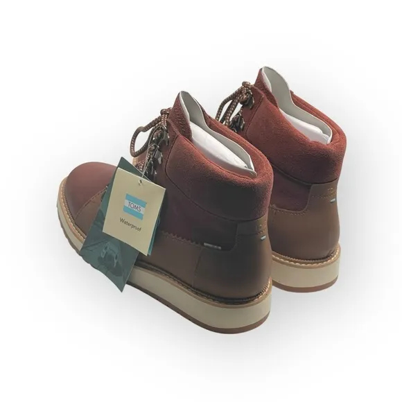 new Toms ☀︎︎ Mesa Waterproof Leather Bootie ☀︎︎ Hiking Boot ☀︎︎ Penny Brown ☀︎