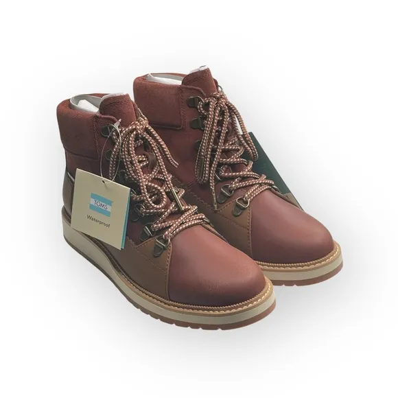 new Toms ☀︎︎ Mesa Waterproof Leather Bootie ☀︎︎ Hiking Boot ☀︎︎ Penny Brown ☀︎