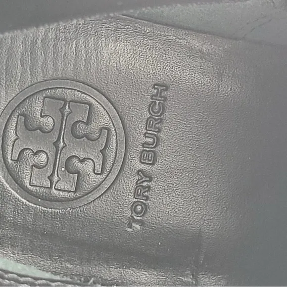 NEW! Tory Burch Combat Lug Sole Boots Zipper Lace Up Black Leather Logo US 8.5