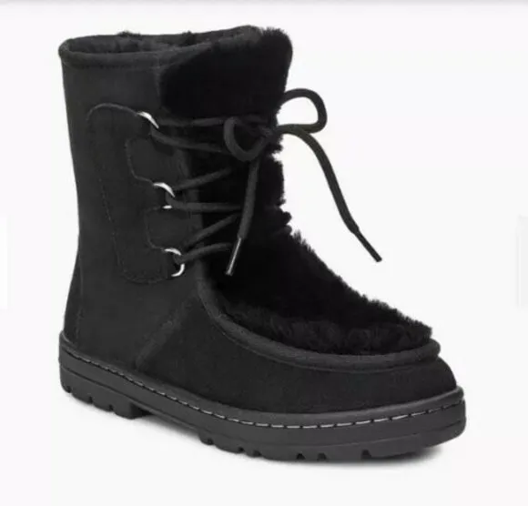 New Ugg MUKLUK REVIVAL 10 Black Leather Suede Fur Sheepskin Wm Boots Eu 41 $240