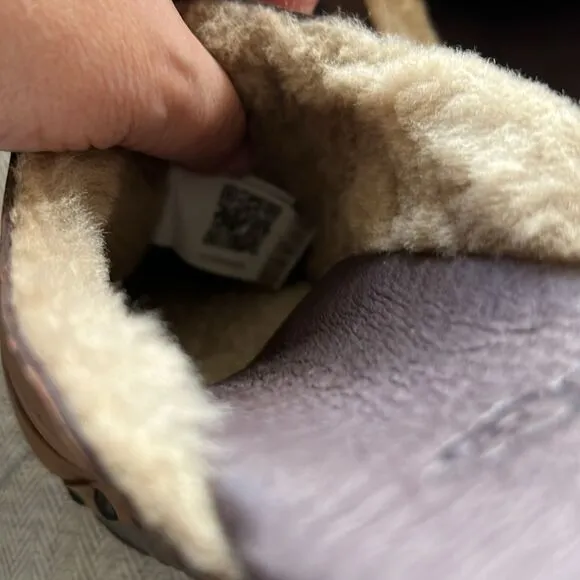 New Ugg Australia Kassi Shearling Cliff Slip On Sz 7 Chocolate Leather Shoes