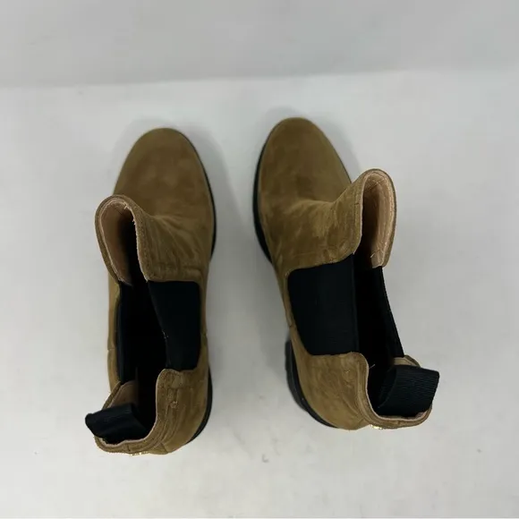 NEW Veronica Beard Winnie Suede Lug Sole Heeled Chelsea Boots Size 10.5 Moss