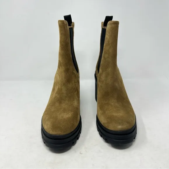 NEW Veronica Beard Winnie Suede Lug Sole Heeled Chelsea Boots Size 10.5 Moss