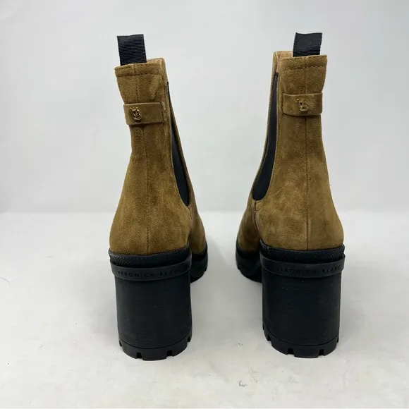 NEW Veronica Beard Winnie Suede Lug Sole Heeled Chelsea Boots Size 10.5 Moss